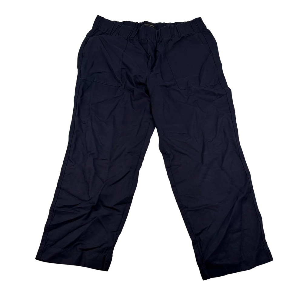 Banana Republic Mens Navy Blue Elastic Waist Relaxed Straight Crop Pants Large - Picture 2 of 8